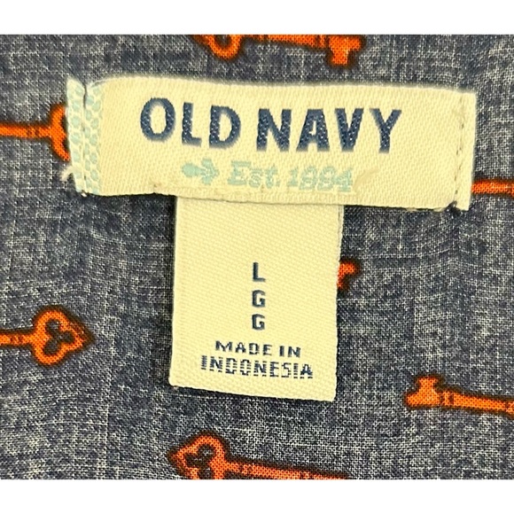 Old Navy Sleeveless Blue & Red Key Print Button Down Blouse Size Large - Picture 9 of 9